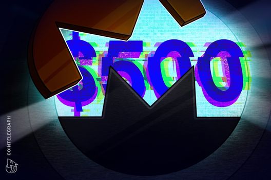 门罗币XMR自2021年以来首次突破500美元大关，竞争对手Zcash表现不佳